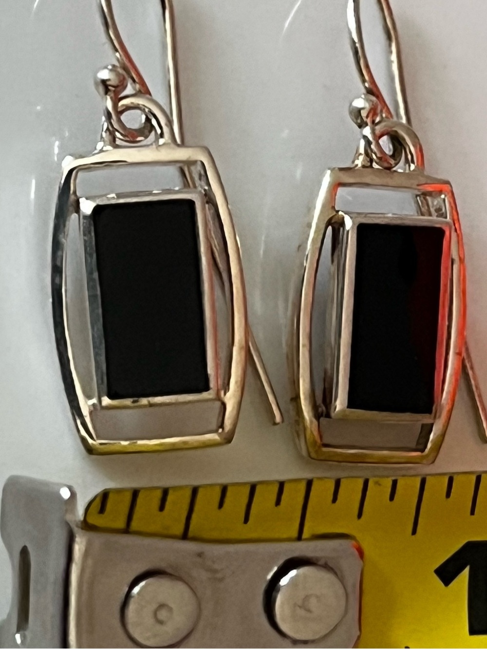 Sterling Silver Black Onyx Dangle Earrings - Picture 5 of 8